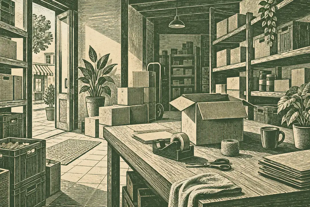 Illustration of distribution businesses and their working space